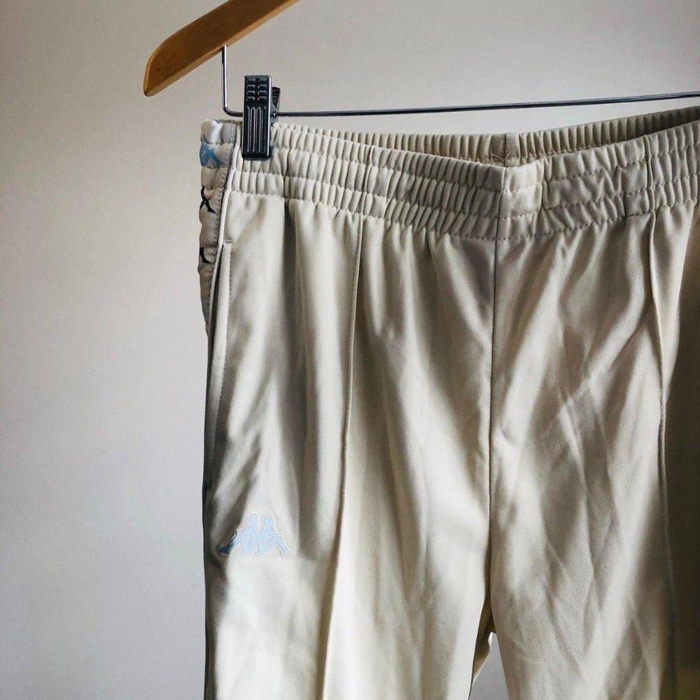 Kappa Zipper Joggers Sweatpants Pleated Cream